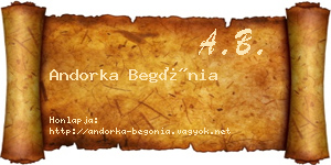 Andorka Begónia névjegykártya